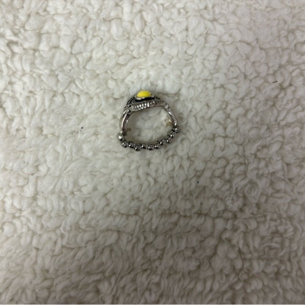 Yellow Silver Tone Expandable Ring - image 6